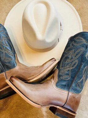 Justin Reba Cowboy Boots Women’s 10B Brown Leather Square Toe